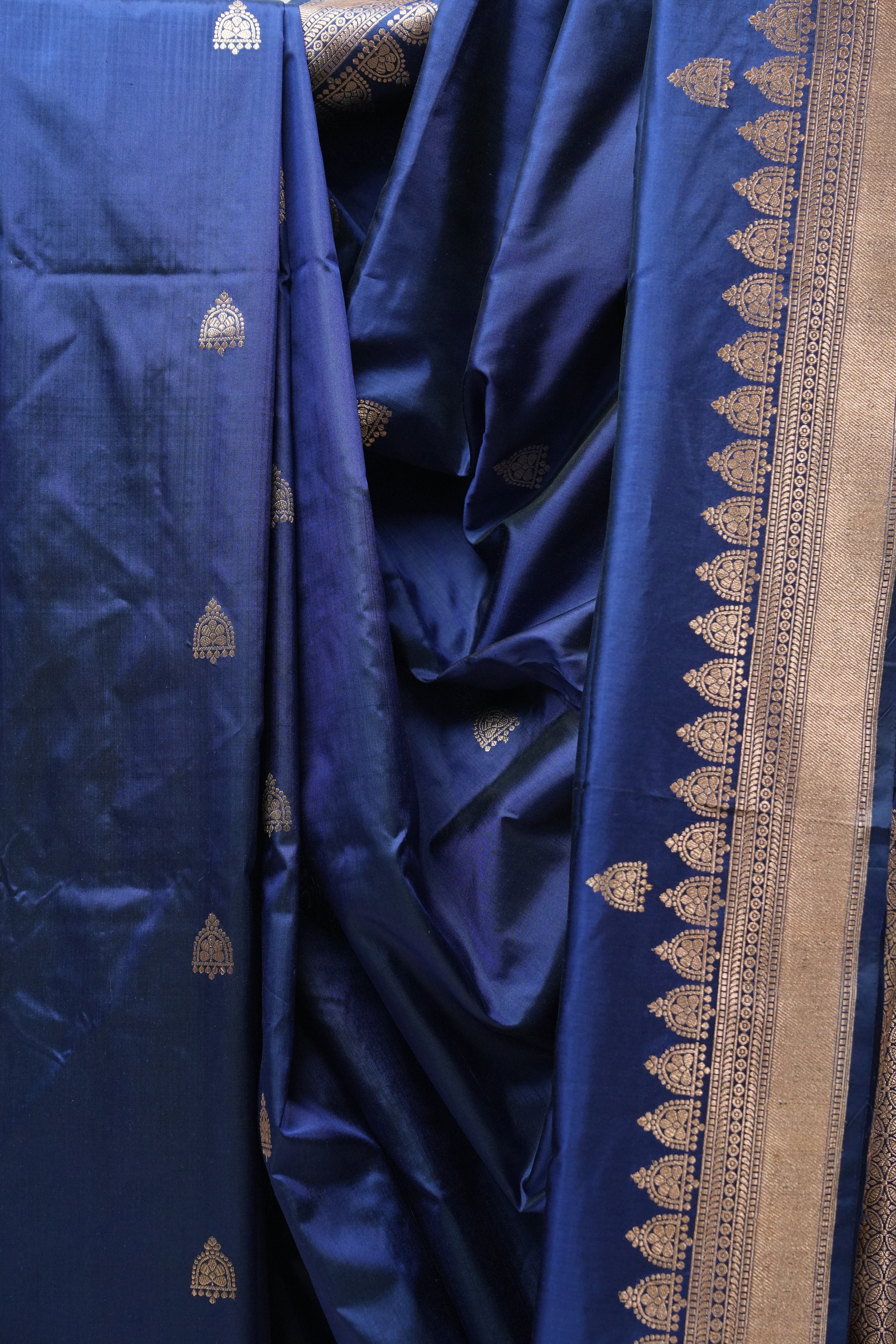 Navy Blue Banarasi Silk Saree - SRNBBSS687