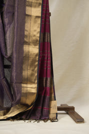 Purple Maheshwari Tissue Saree - SRPMTS654