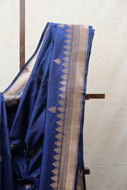 Navy Blue Banarasi Silk Saree - SRNBBSS687