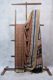 Orange HBP Cotton Silk Saree With Ghicha Border - SROCSS1064
