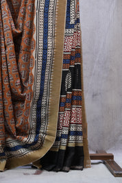 Orange HBP Cotton Silk Saree With Ghicha Border - SROCSS1064