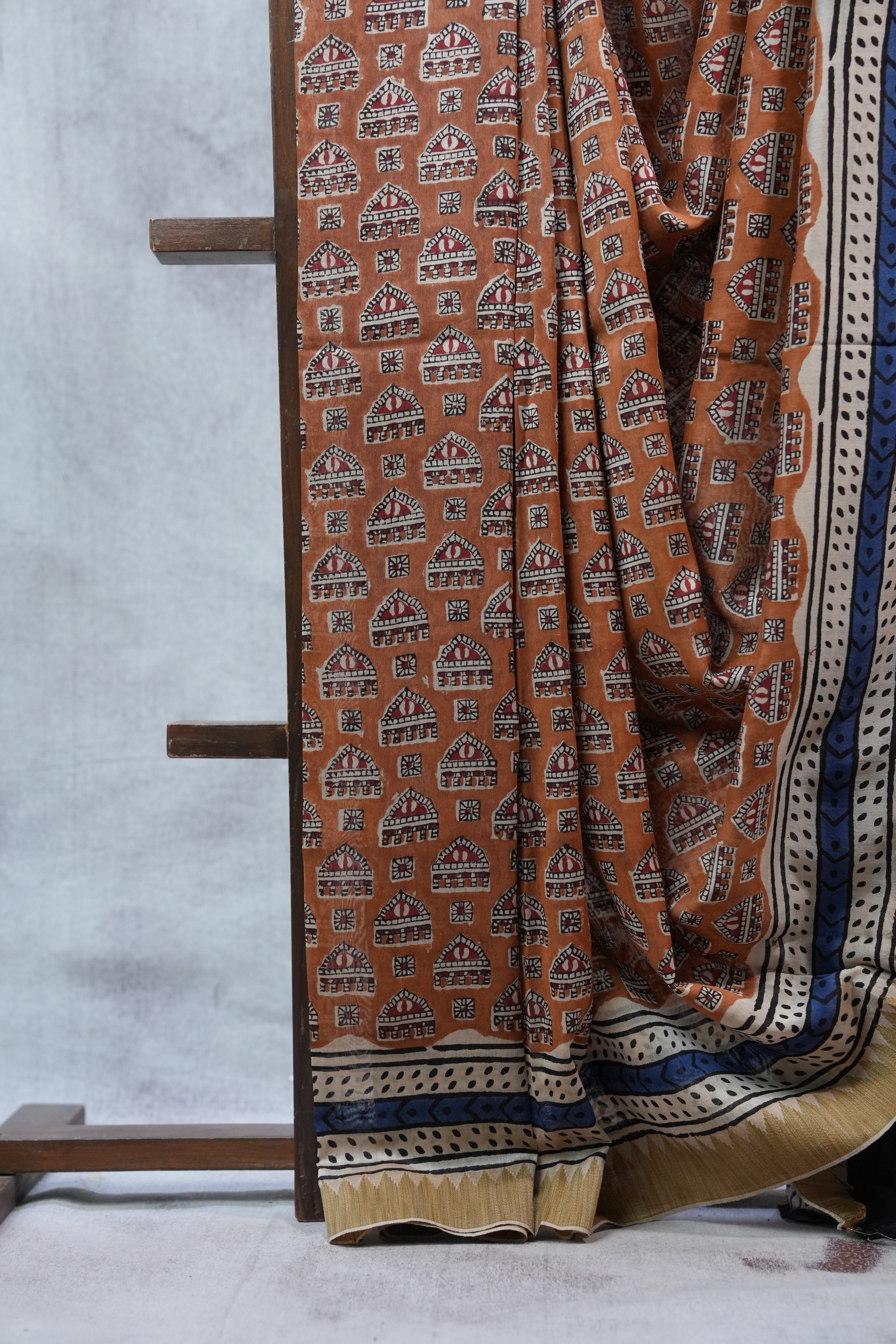 Orange HBP Cotton Silk Saree With Ghicha Border - SROCSS1064