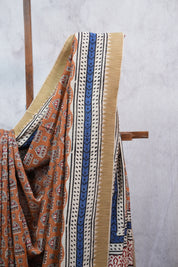 Orange HBP Cotton Silk Saree With Ghicha Border - SROCSS1064