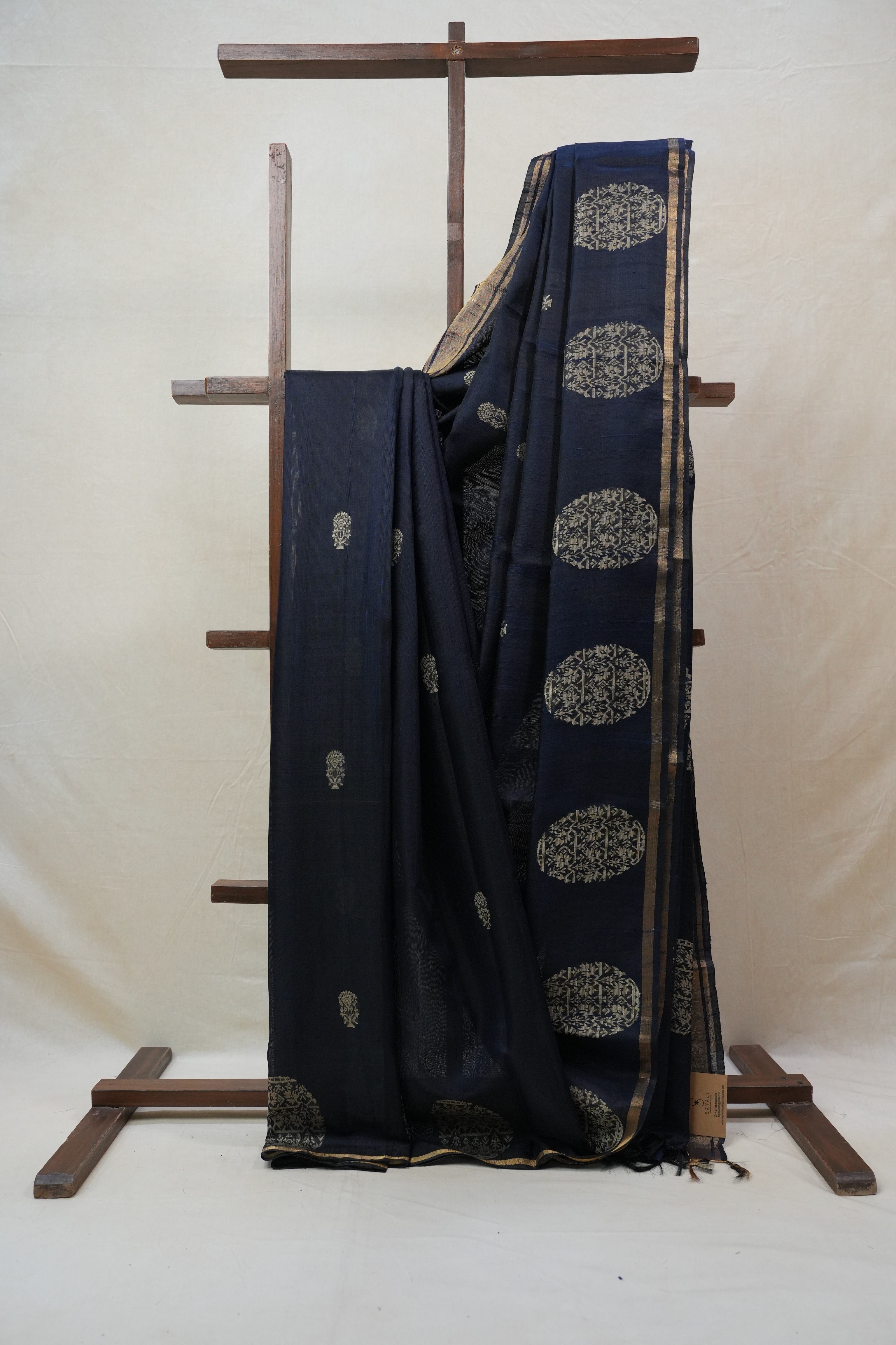 Midnight Blue Raw Silk Saree - SRMBRSS685