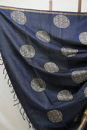 Midnight Blue Raw Silk Saree - SRMBRSS685