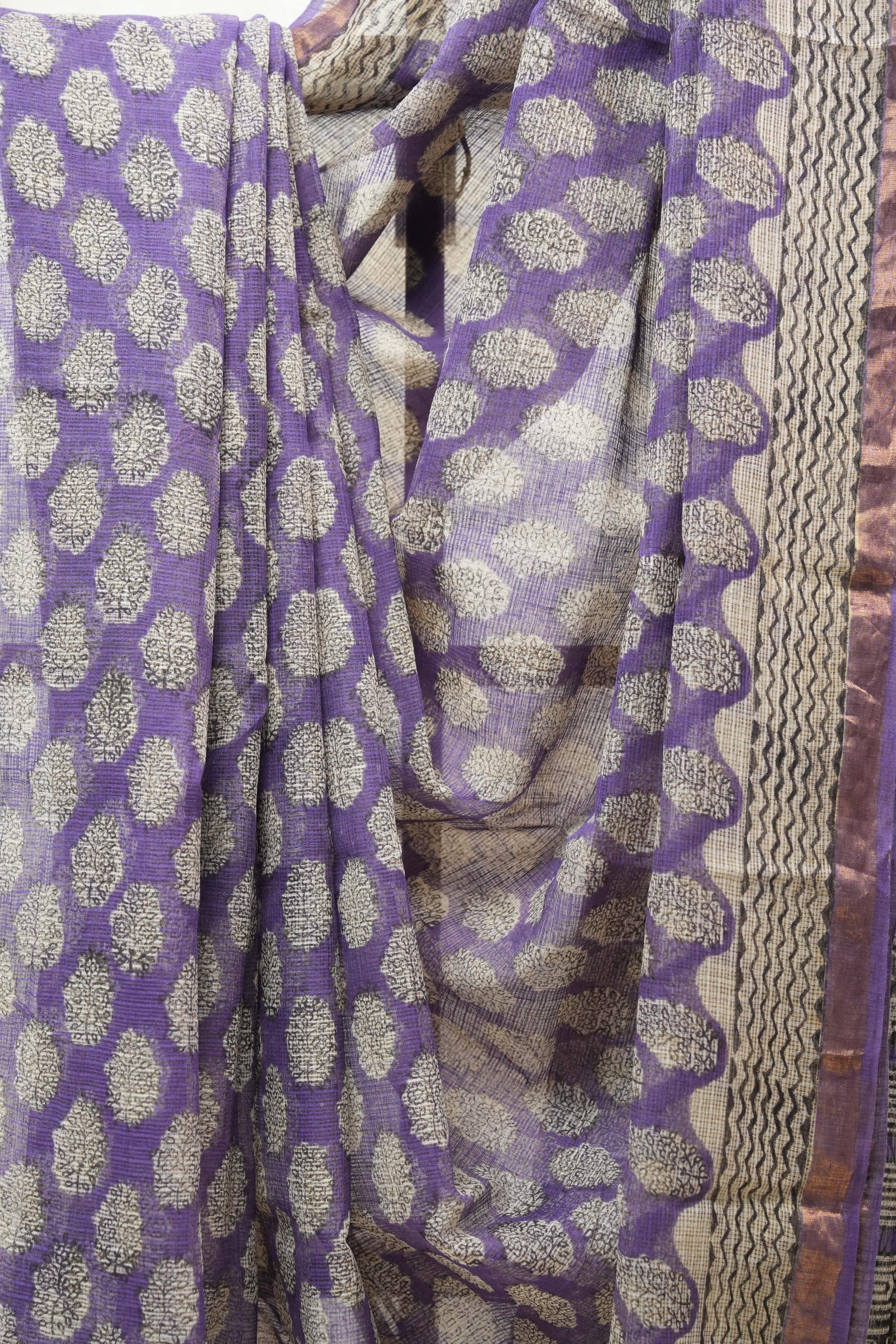 Purple HBP Kota Doria Saree - SRPKDS164