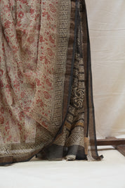 Cream HBP Kota Doria Saree - SRCKDS160