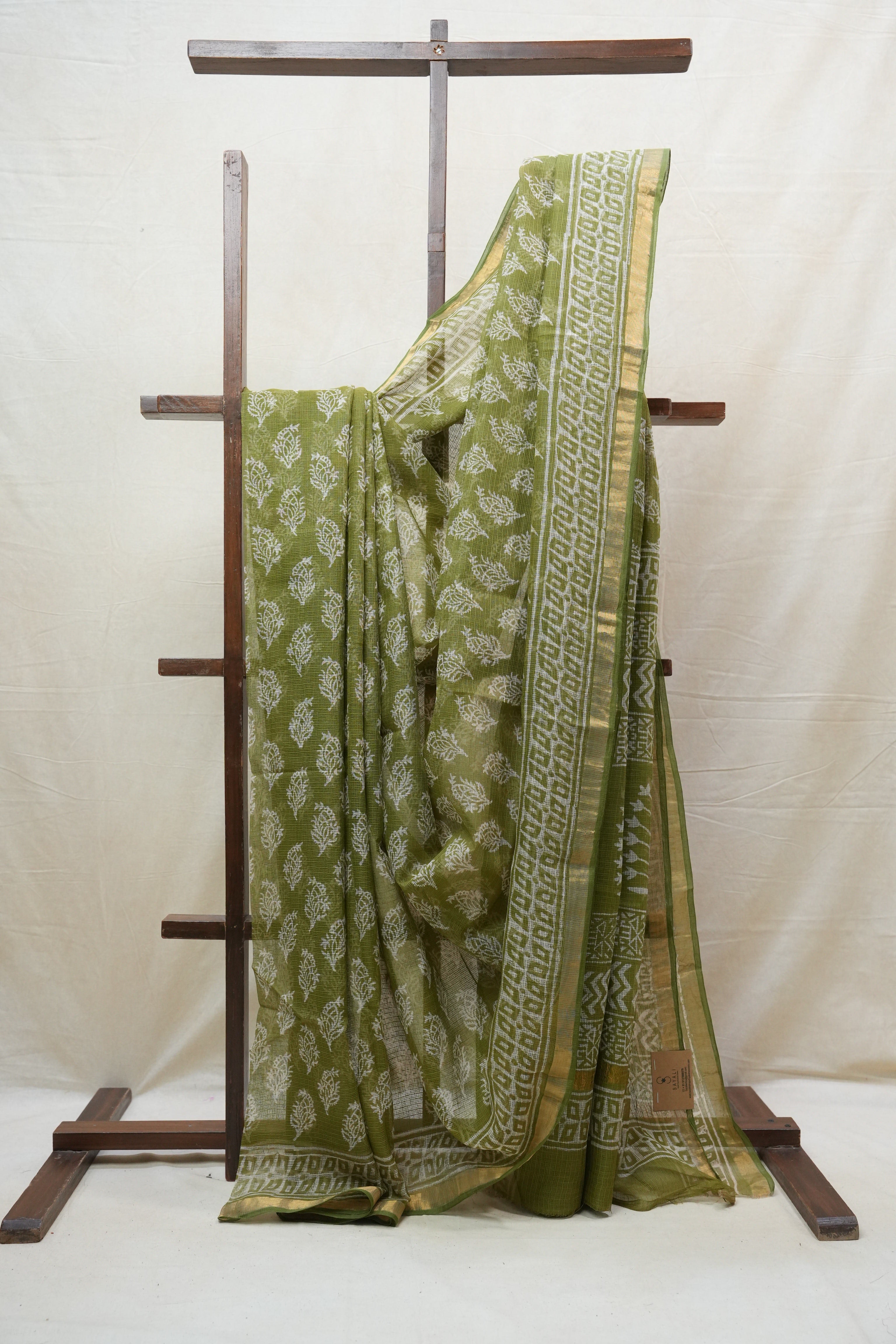 Green HBP Kota Doria Saree - SRGKDS153