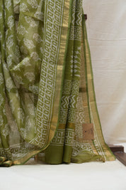Green HBP Kota Doria Saree - SRGKDS153
