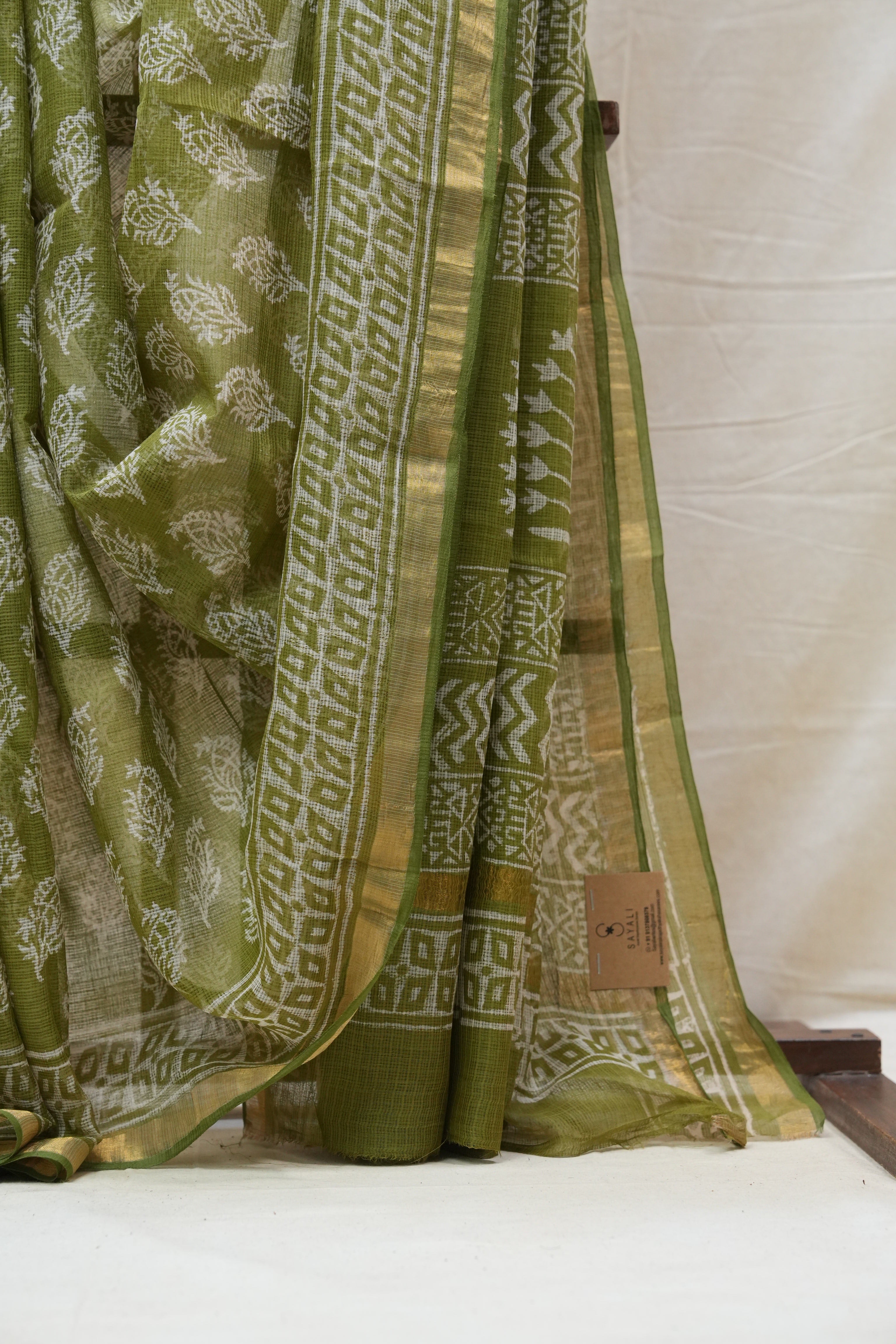 Green HBP Kota Doria Saree - SRGKDS153