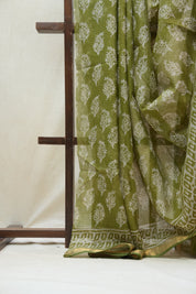 Green HBP Kota Doria Saree - SRGKDS153