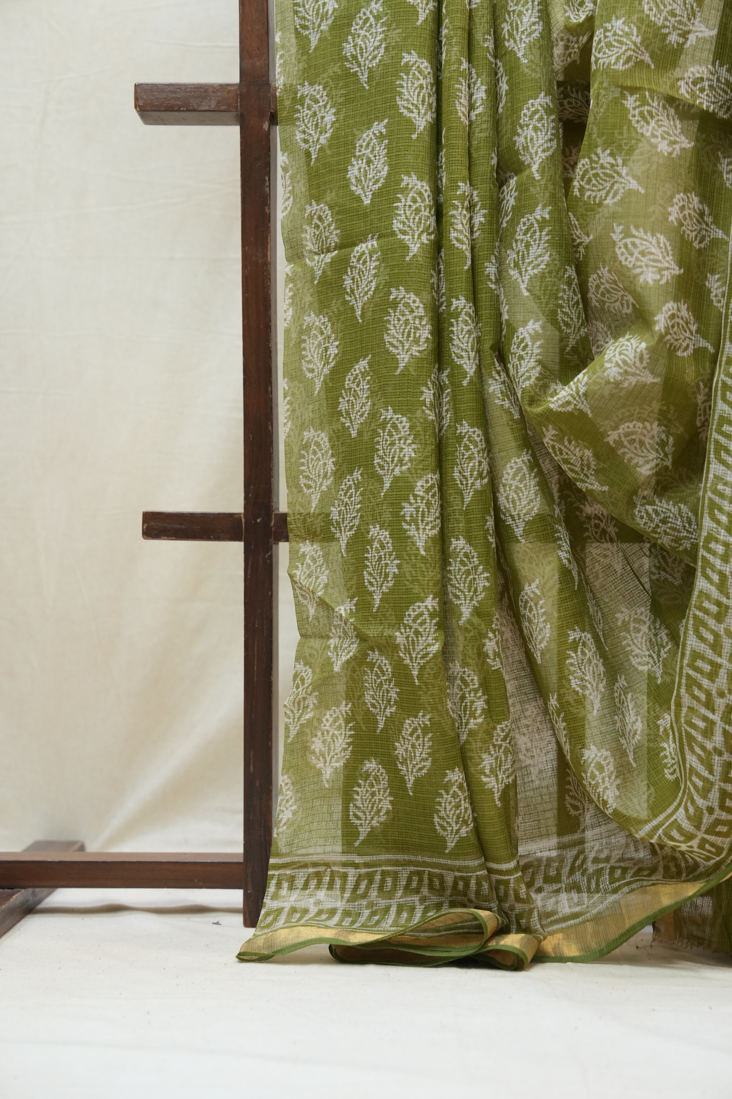 Green HBP Kota Doria Saree - SRGKDS153