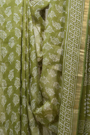 Green HBP Kota Doria Saree - SRGKDS153