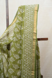 Green HBP Kota Doria Saree - SRGKDS153