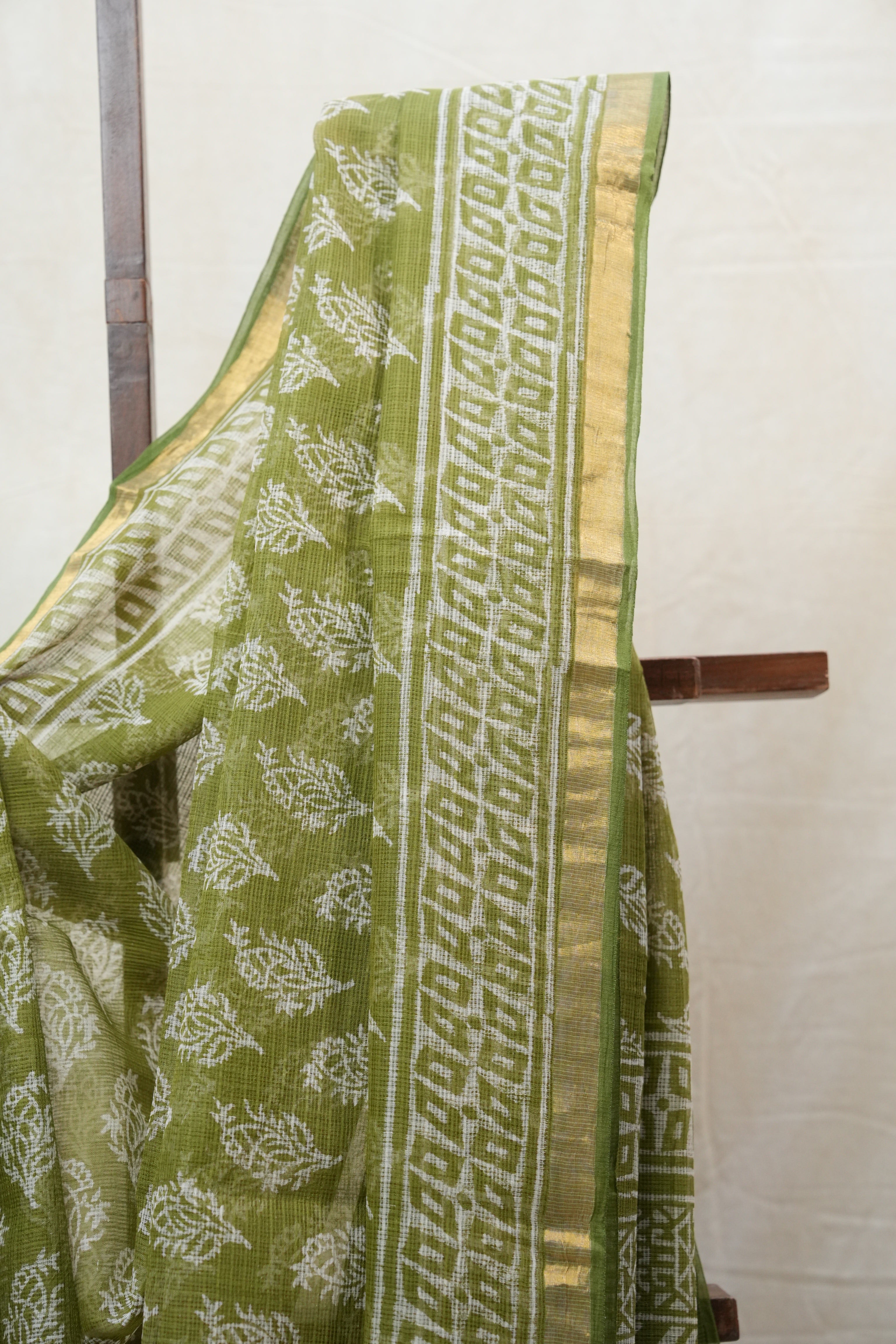 Green HBP Kota Doria Saree - SRGKDS153