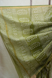 Green HBP Kota Doria Saree - SRGKDS153