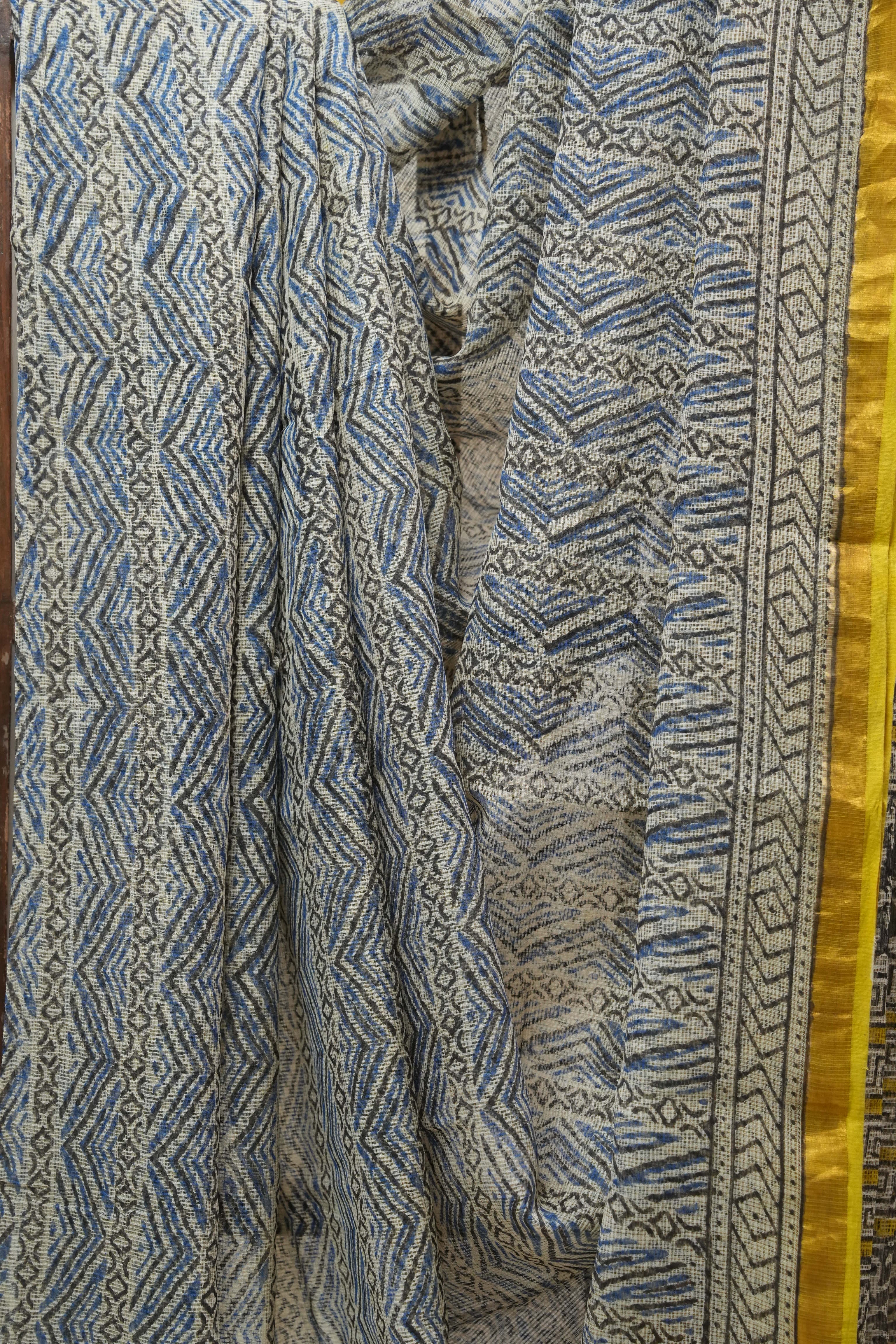 Cream HBP Kota Doria Saree - SRCKDS158