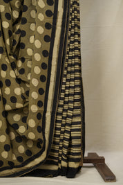 Black Olive Green HBP Cotton Saree - SRBOGCS2911