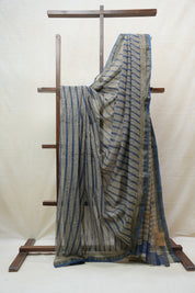 Blue-Cream HBP Kota Doria Saree - SRBCKDS157
