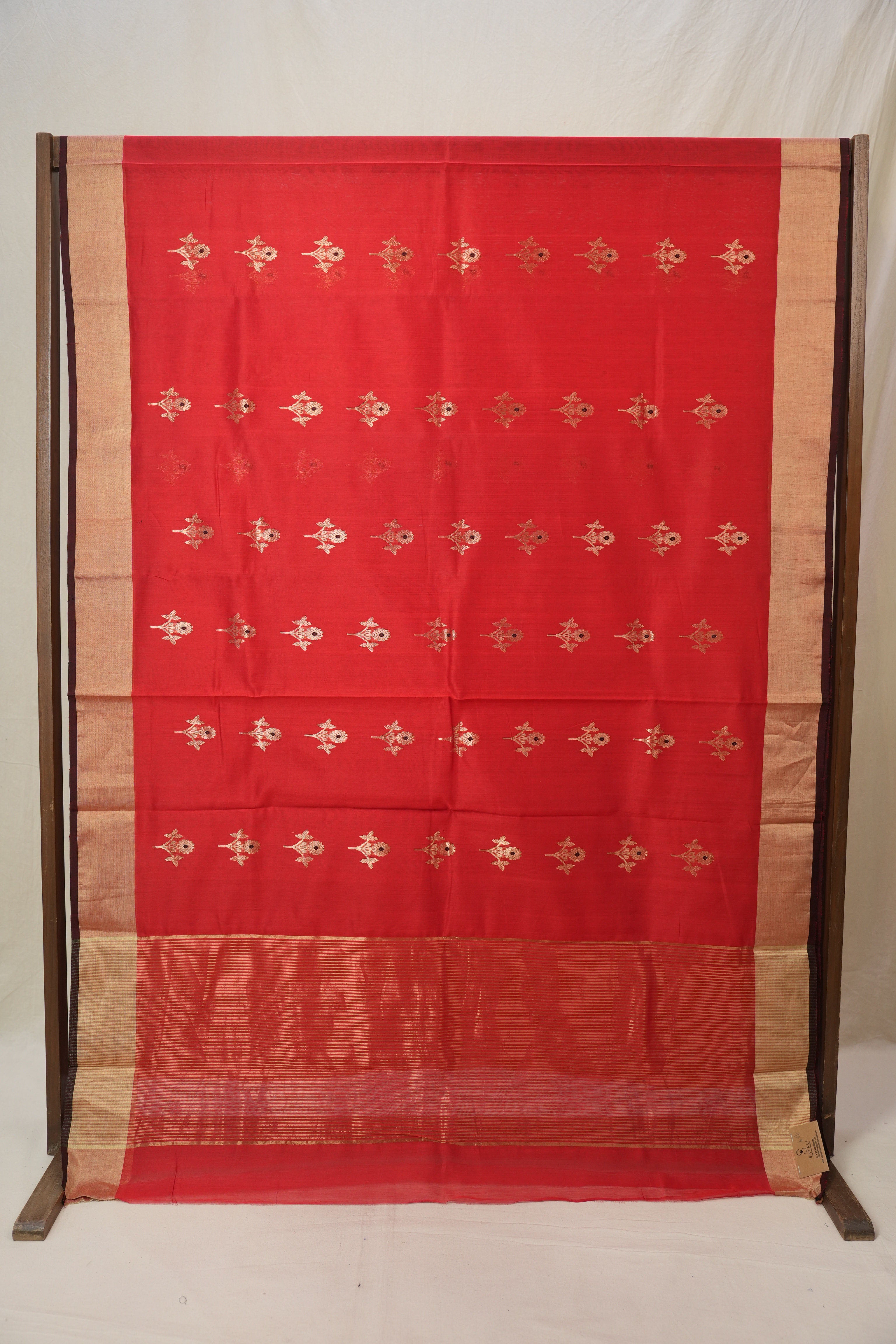 Red Chanderi Cotton Silk Saree - SRRCSS440