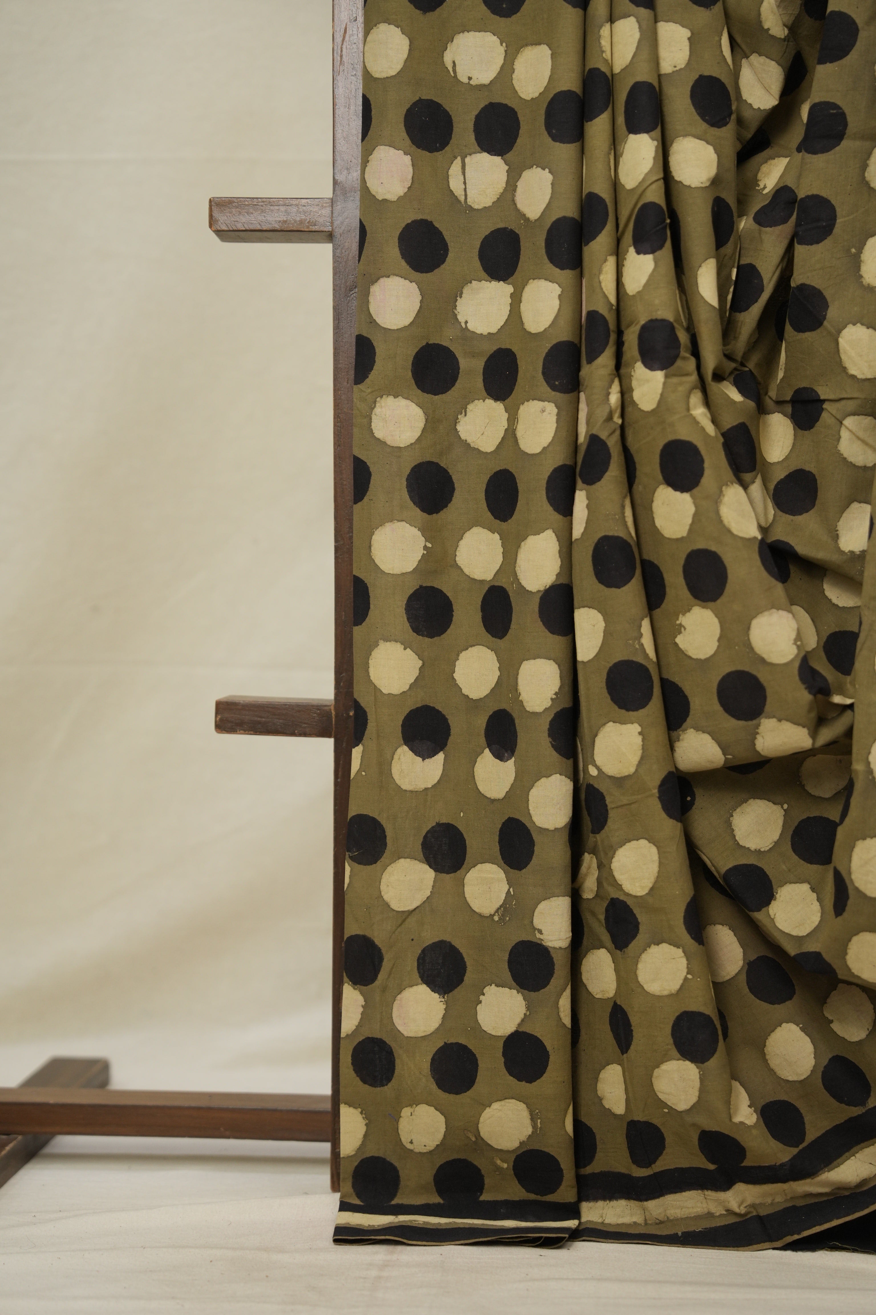 Black Olive Green HBP Cotton Saree - SRBOGCS2911