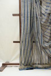 Blue-Cream HBP Kota Doria Saree - SRBCKDS157