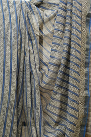 Blue-Cream HBP Kota Doria Saree - SRBCKDS157