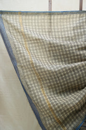 Blue-Cream HBP Kota Doria Saree - SRBCKDS157