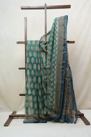 Green HBP Kota Doria Saree - SRGKDS156
