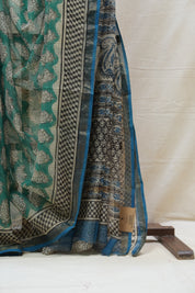 Green HBP Kota Doria Saree - SRGKDS156