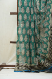 Green HBP Kota Doria Saree - SRGKDS156