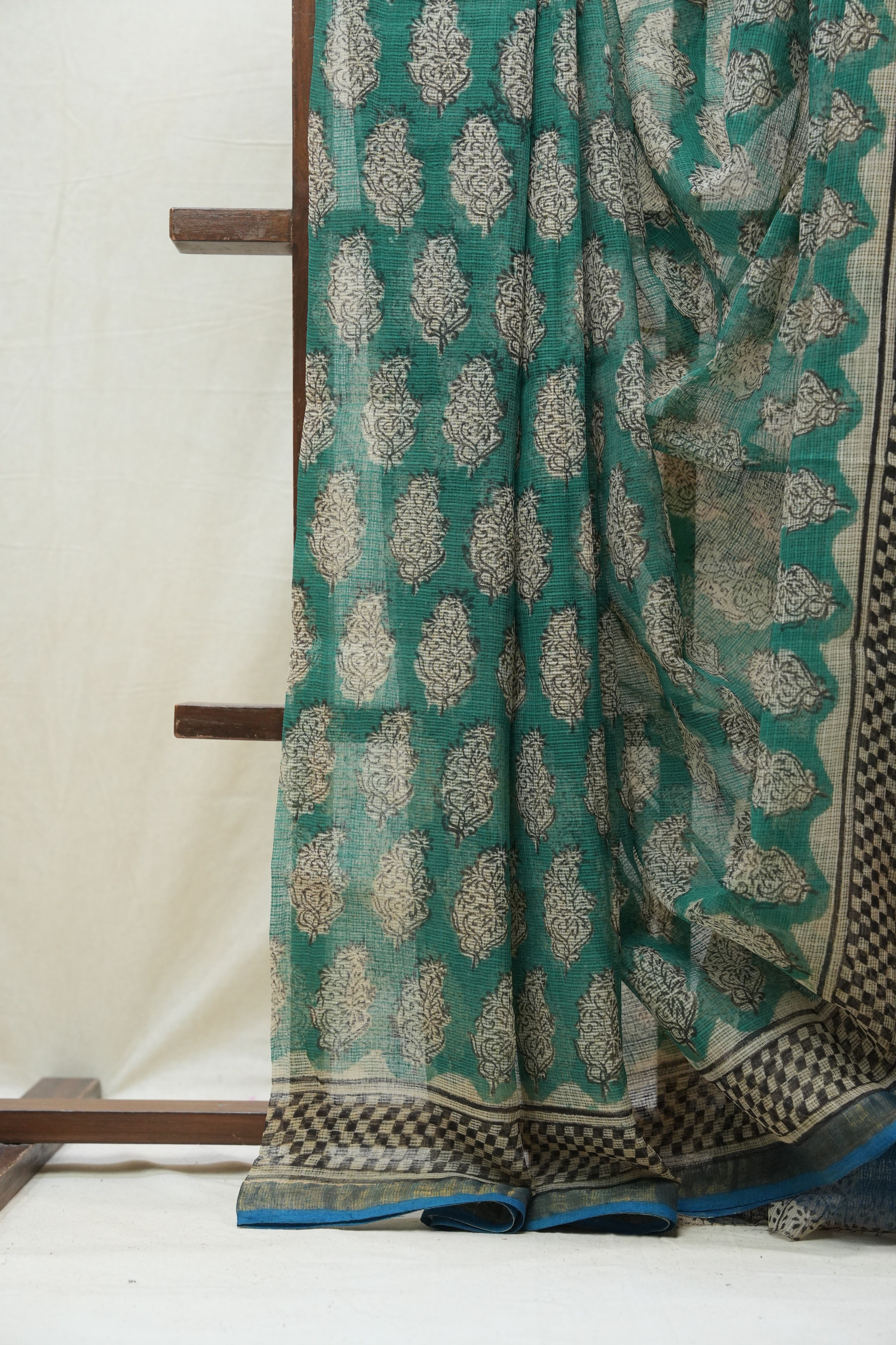 Green HBP Kota Doria Saree - SRGKDS156