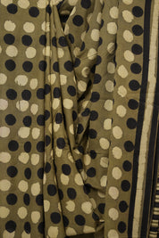 Black Olive Green HBP Cotton Saree - SRBOGCS2911