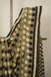 Black Olive Green HBP Cotton Saree - SRBOGCS2911