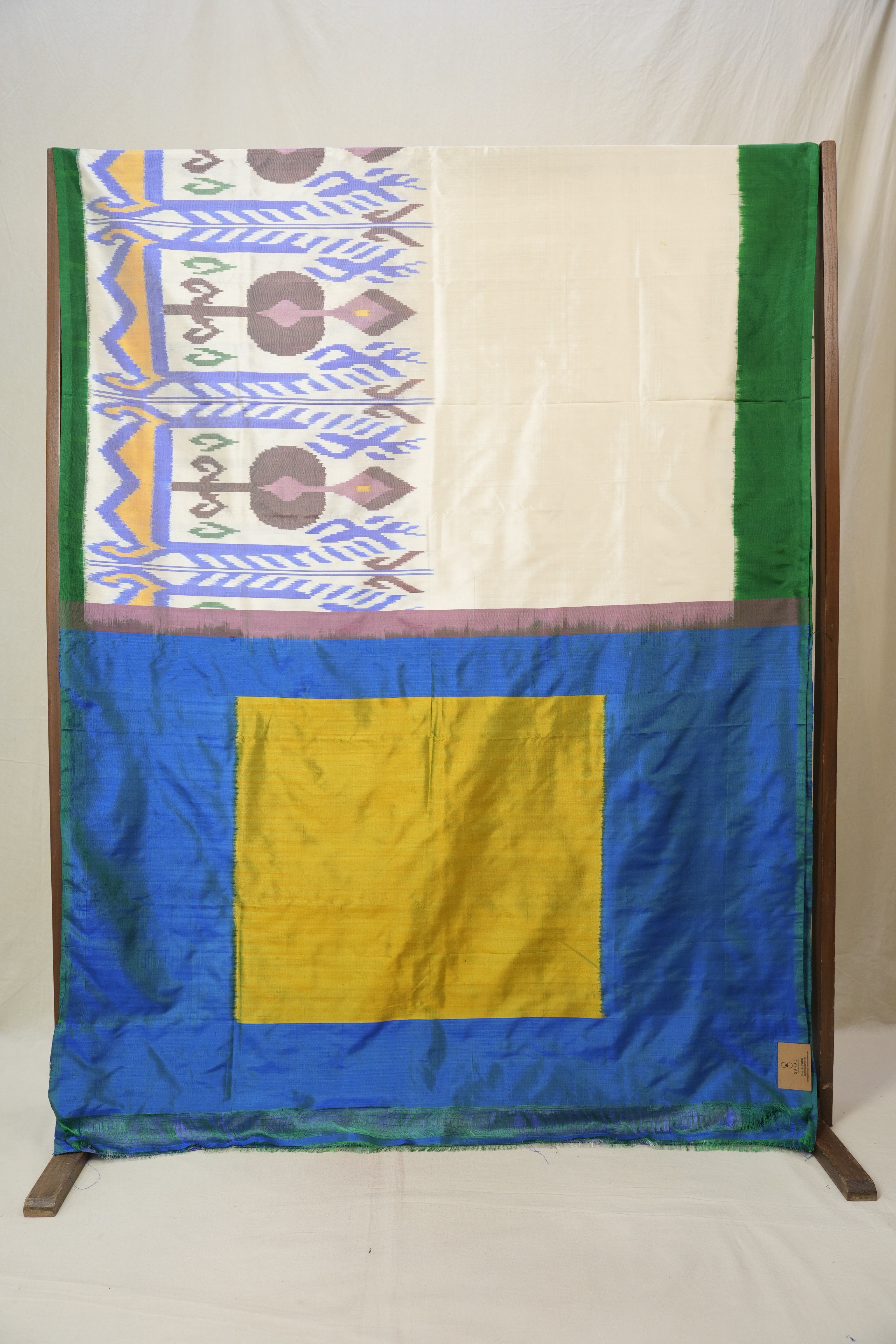 Cream Pochampalli Silk Ikat Saree - SRCPSIS292