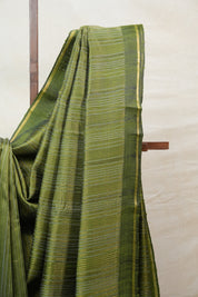 Green Raw Silk Saree - SRGRSS657