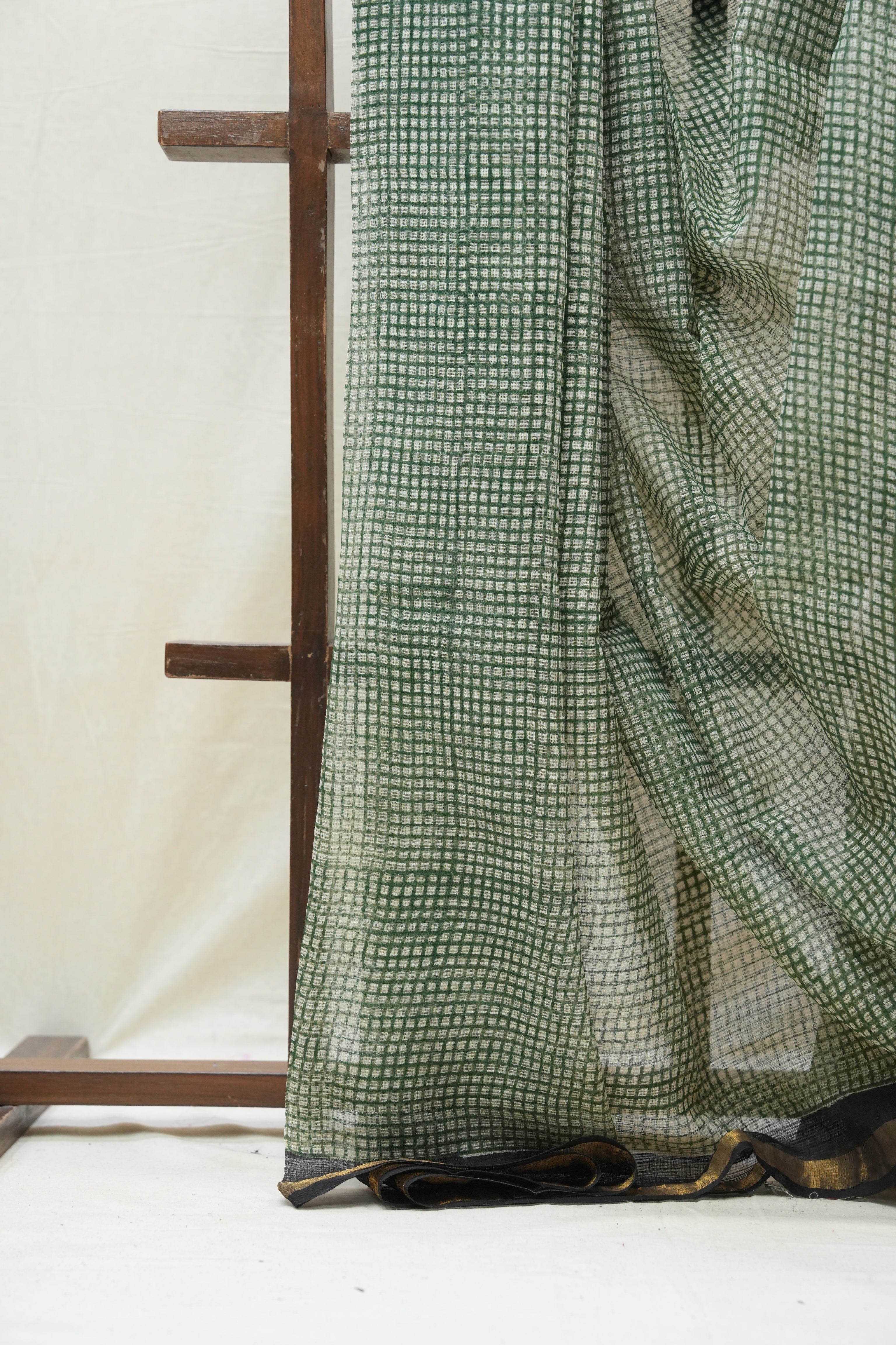 Green HBP Kota Doria Saree - SRGKDS149