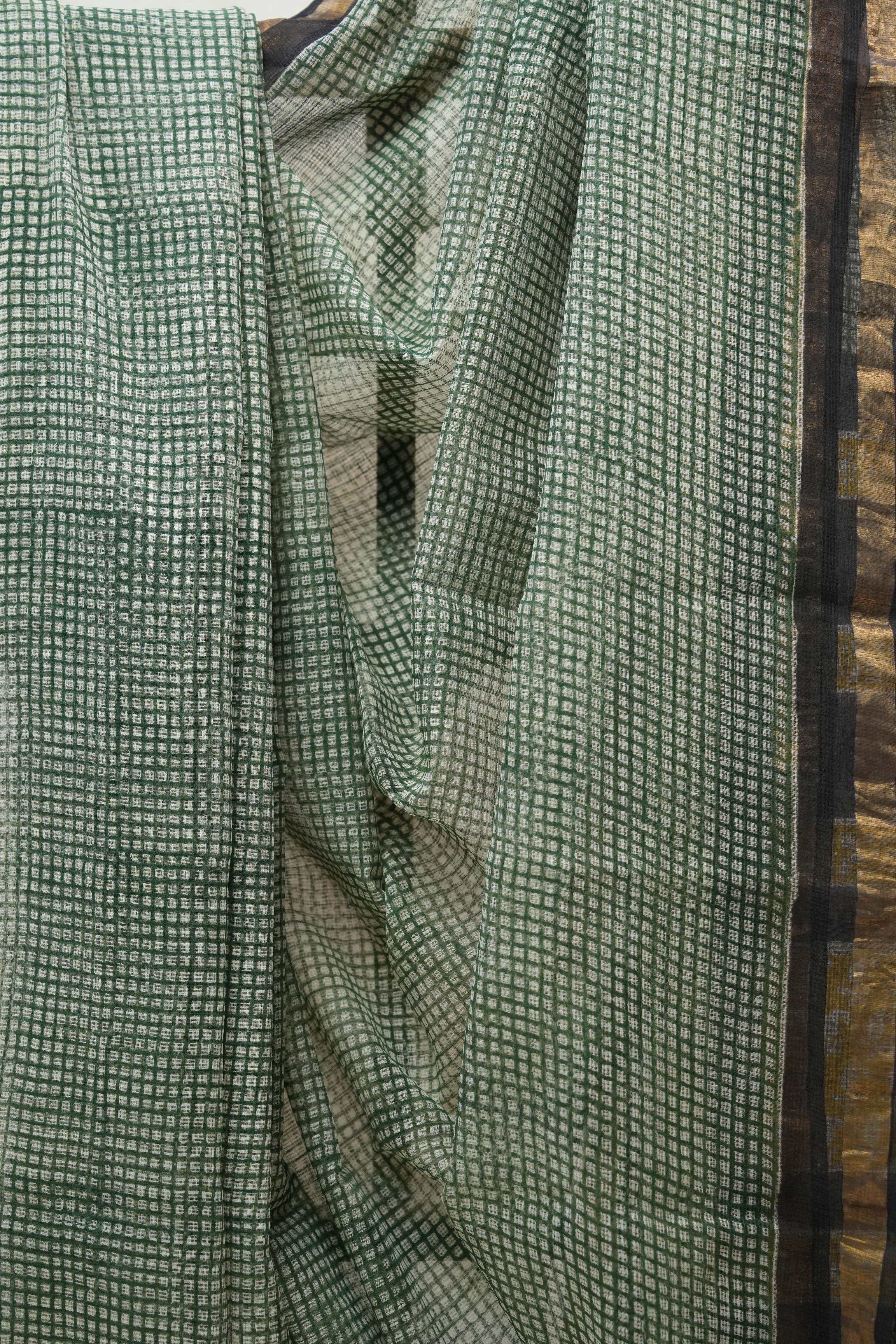 Green HBP Kota Doria Saree - SRGKDS149