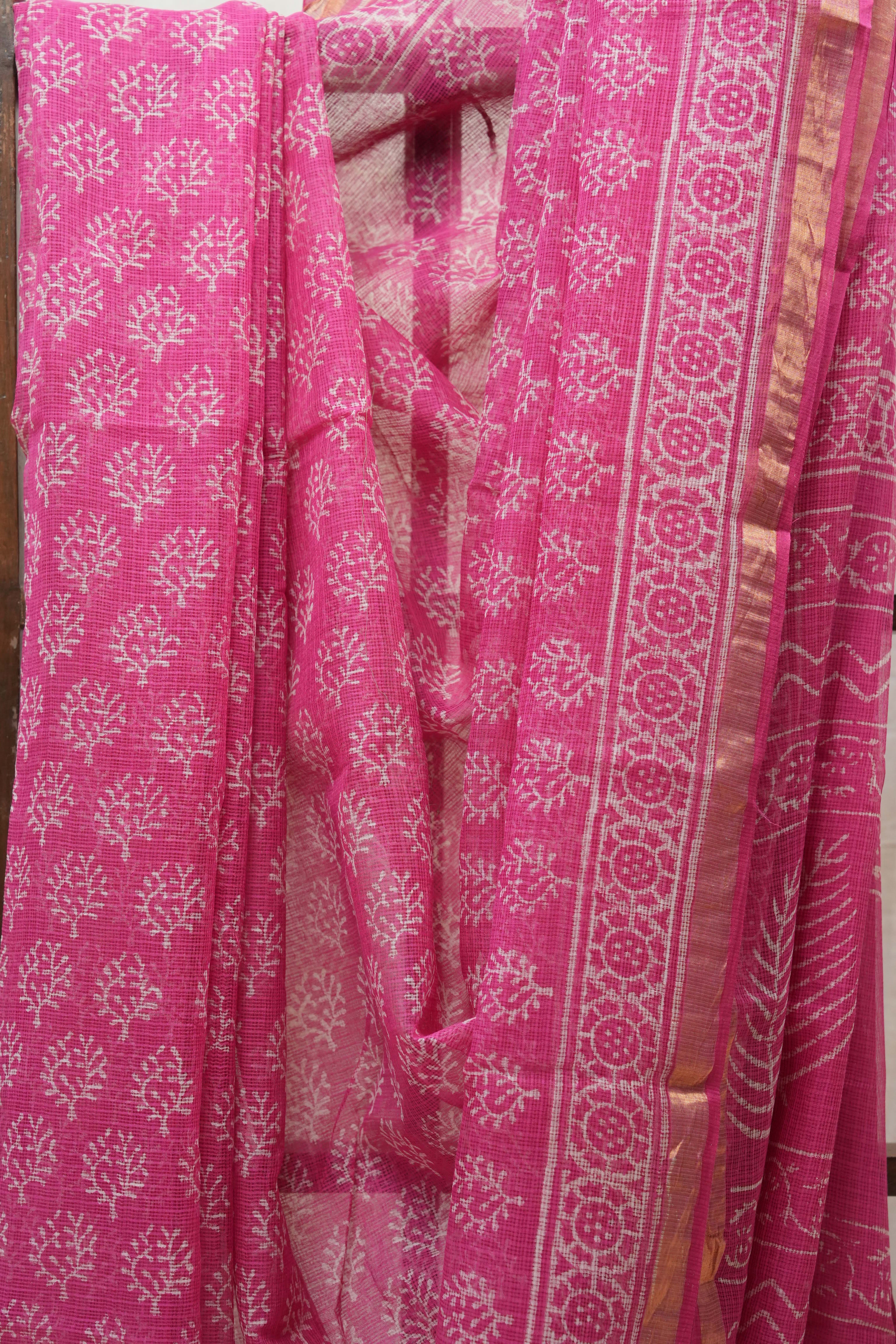 Pink HBP Kota Doria Saree - SRPKDS146