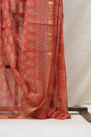 Orange HBP Kota Doria Saree - SROKDS145