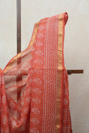 Orange HBP Kota Doria Saree - SROKDS145