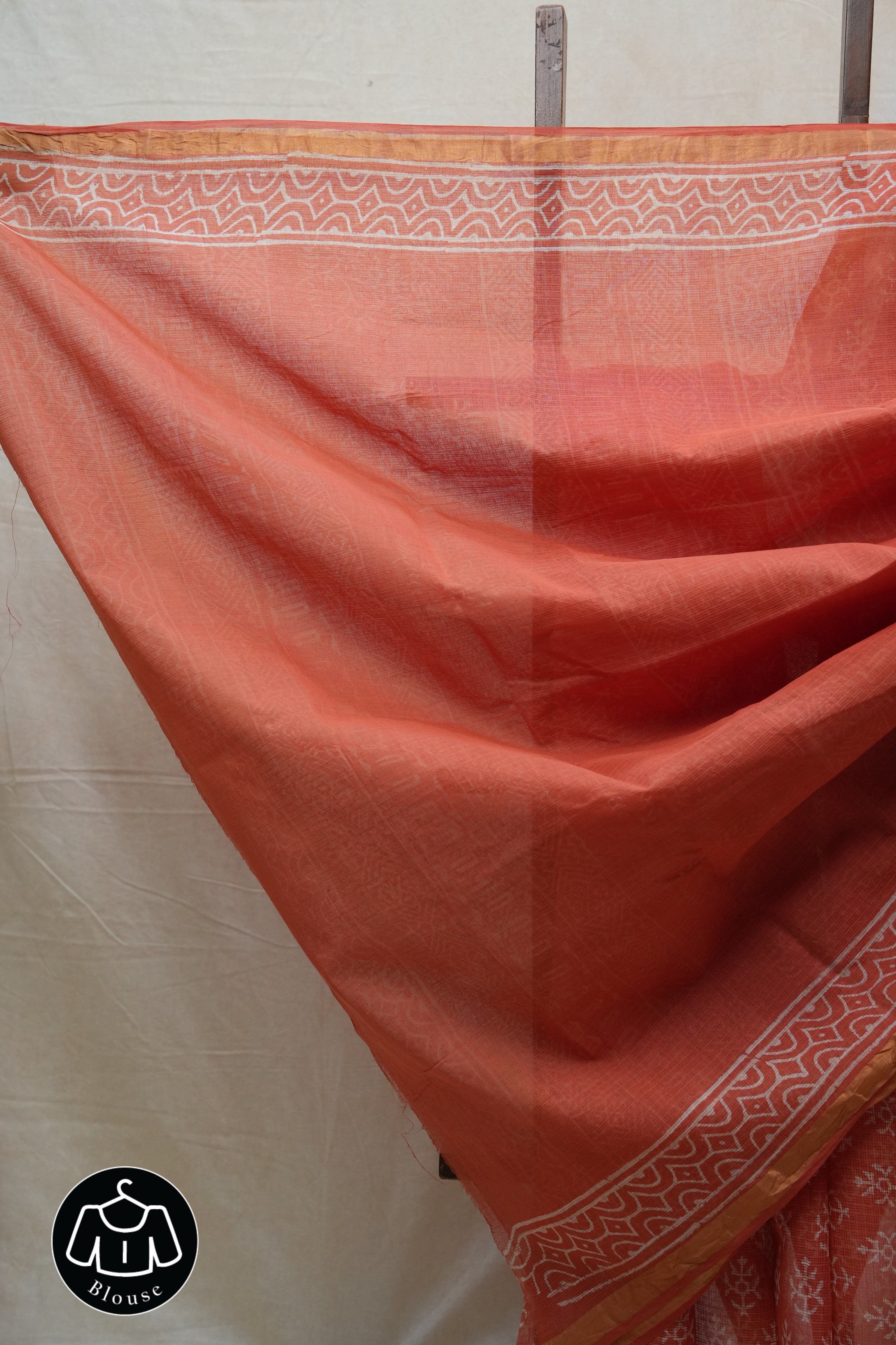 Orange HBP Kota Doria Saree - SROKDS145