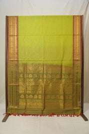 Parrot Green Gadwal Cotton Silk Saree - SRPGGCSS153