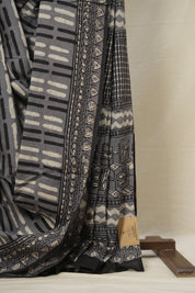Grey Black HBP Cotton Saree - SRGBCS2908