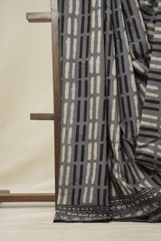 Grey Black HBP Cotton Saree - SRGBCS2908