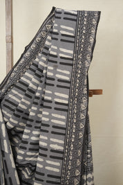 Grey Black HBP Cotton Saree - SRGBCS2908