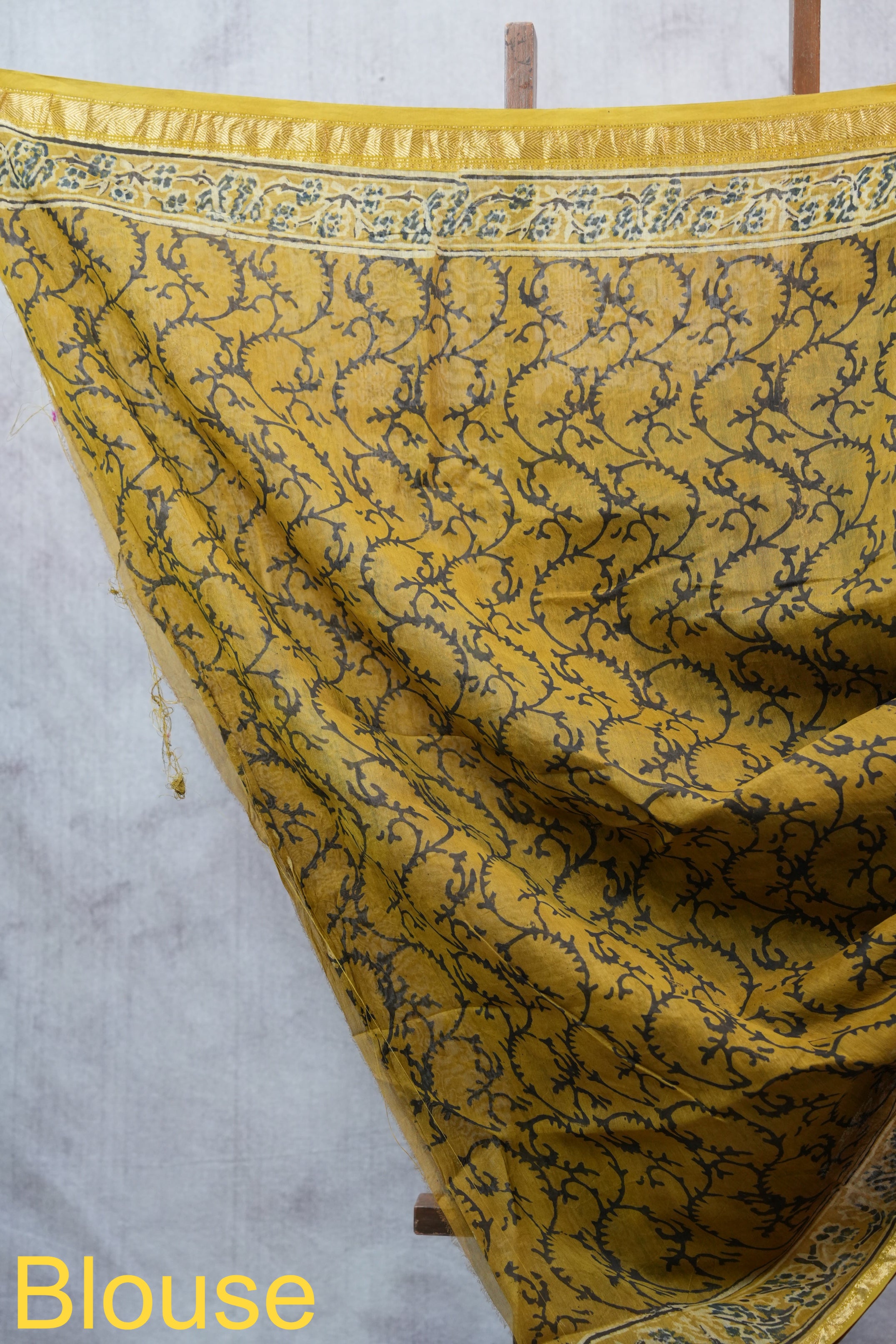 Olive Yellow HBP Cotton Silk Saree With Maheshwari Border - SROYCSS1024