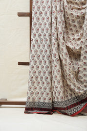 Cream HBP Cotton Saree - SRCCS2563