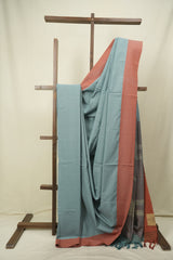 Teal Cotton Ilkal Saree - SRTCIS1055