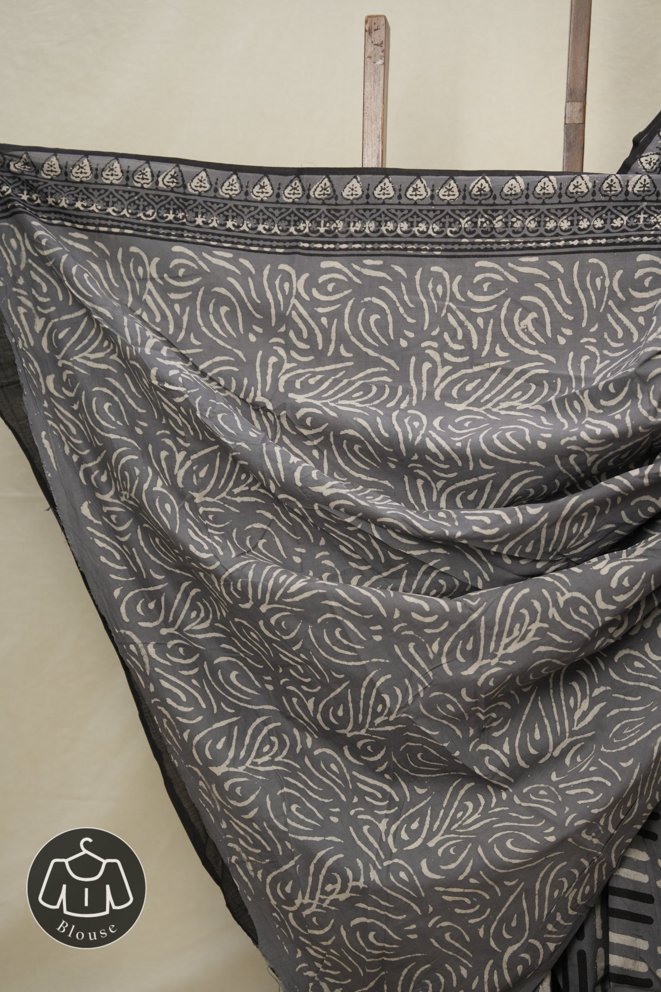 Grey Black HBP Cotton Saree - SRGBCS2908